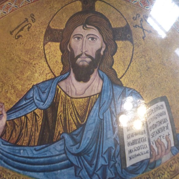 Vintage Framed Italian Catholic Religious Icon Print 17" x 13" - Picture 2 of 4